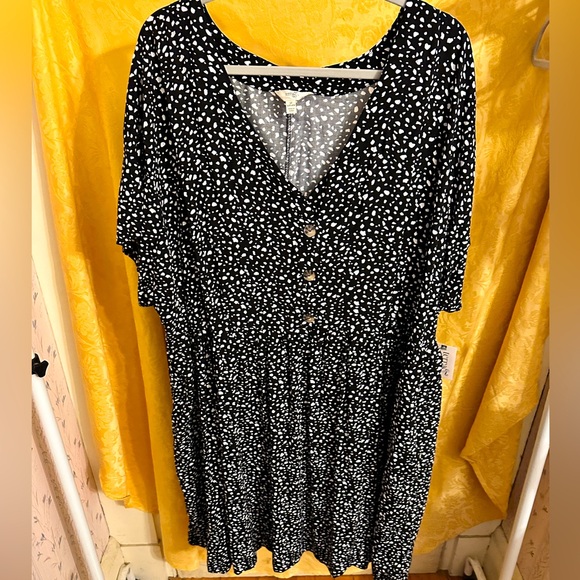 Terra & Sky Black and White Polka Dot Dress NWT - Picture 1 of 8